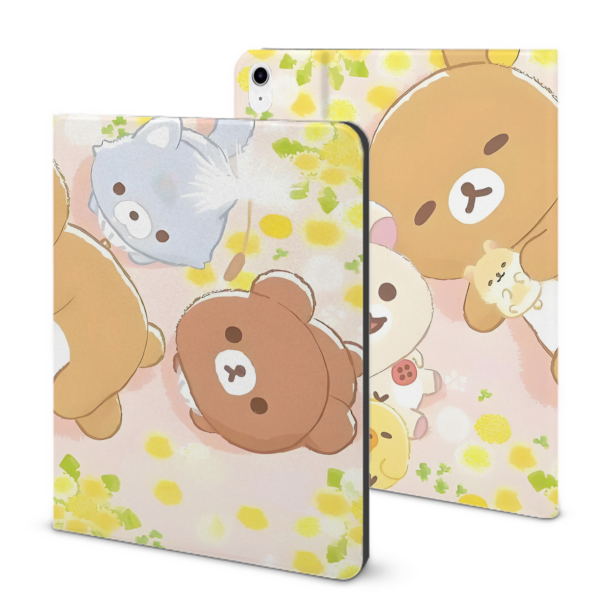 （画像用） リラックマ リラックマ キイロイトリ Rilakkuma Korilakkuma Kiiroitori IPad ケース ブック型 PUレザー TPU 耐衝撃 軽量 薄型 ペン収納なし 全面保護 IPad 各モデル対応